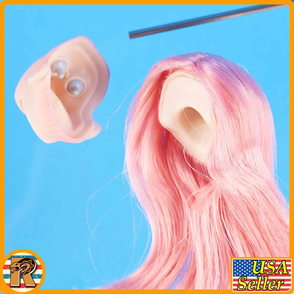 Pink Bunny Girl - Head w/ Pink Hair & Moving Eyes - 1/6 Scale Part - TBLeague