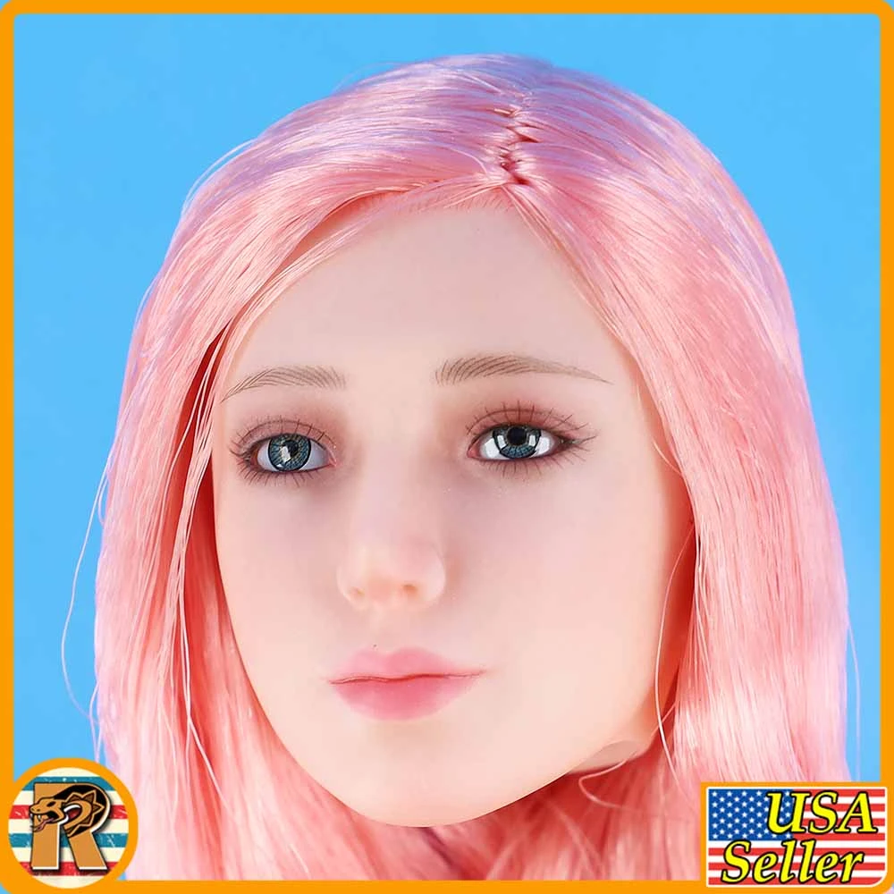 Pink Bunny Girl - Head w/ Pink Hair & Moving Eyes - 1/6 Scale Part - TBLeague