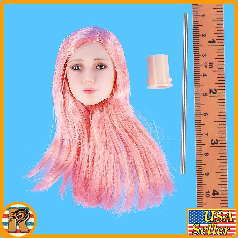 Pink Bunny Girl - Head w/ Pink Hair & Moving Eyes - 1/6 Scale Part - TBLeague