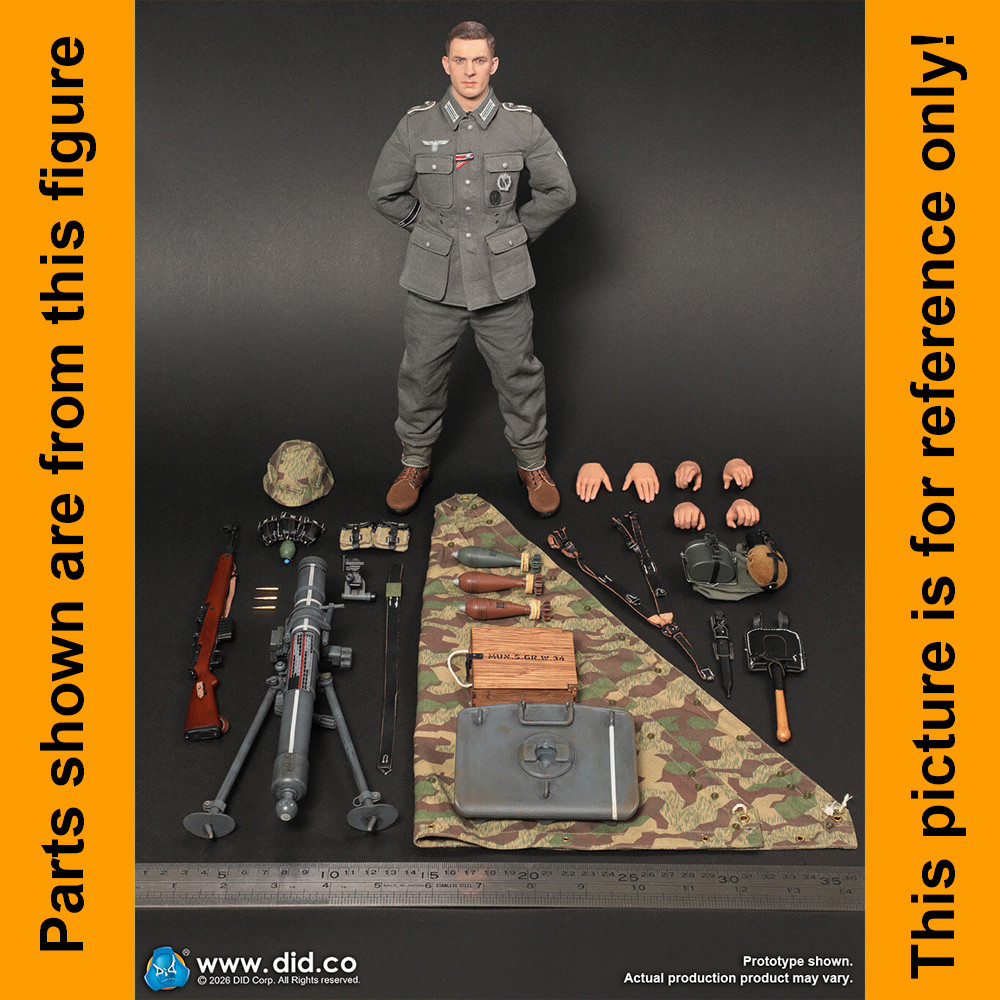 Bruno German Mortarman - Mortar Rounds x3 & Wood Case - 1/6 Scale Part - DID