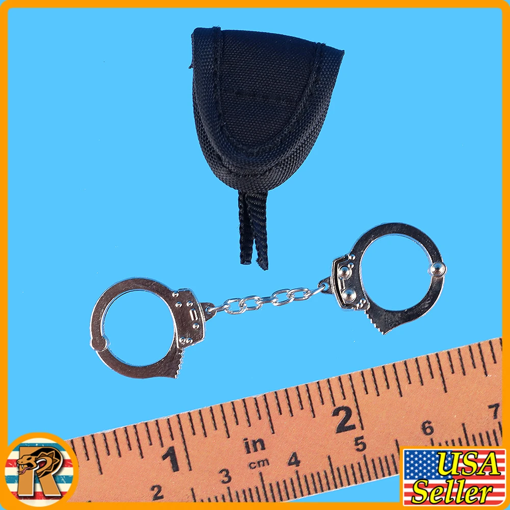 Male Los Angeles SWAT - Metal Handcuffs & Pouch - 1/6 Scale Part - Easy Simple