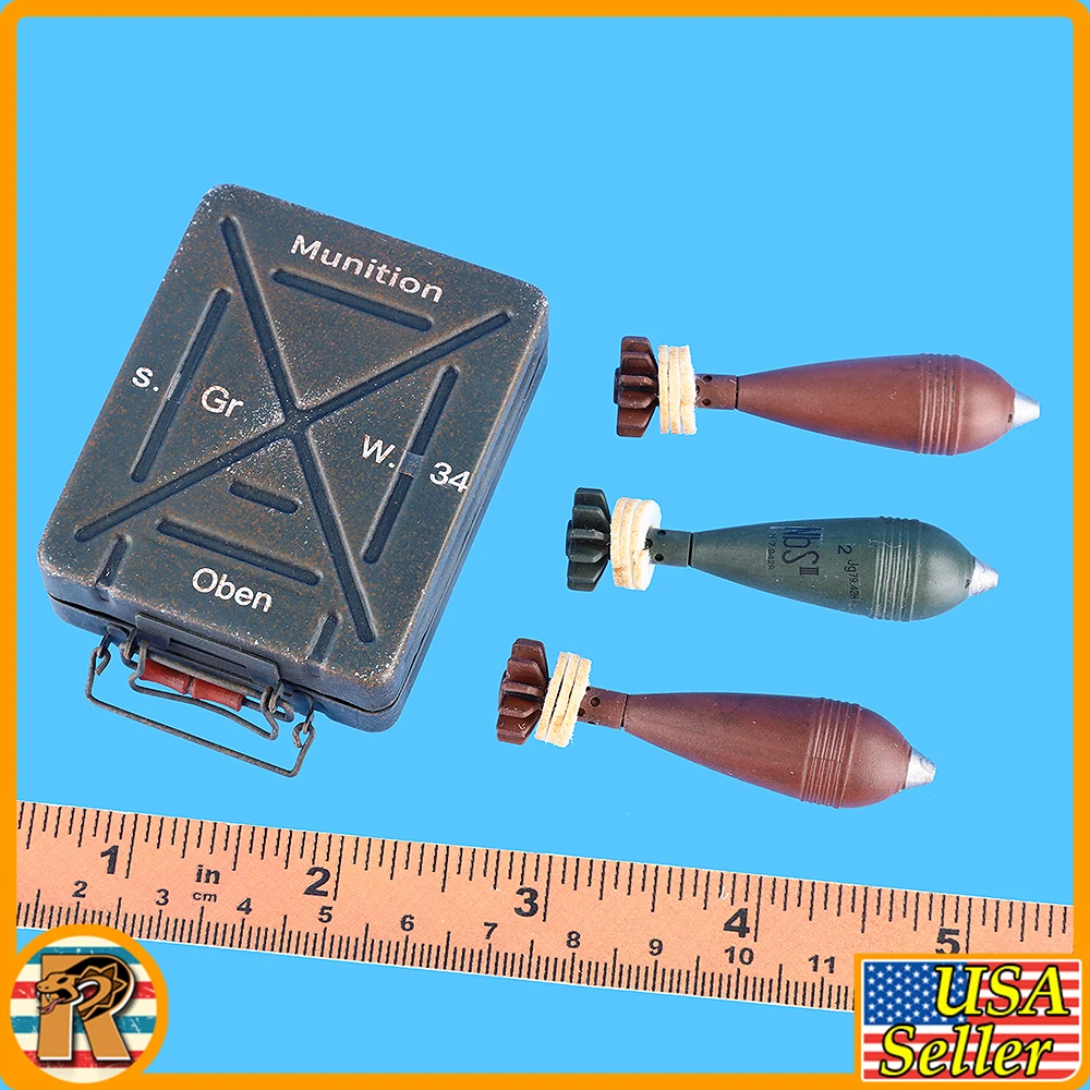 Jakob German GD Officer - Mortar Rounds x3 & Metal Case - 1/6 Scale Part - DID