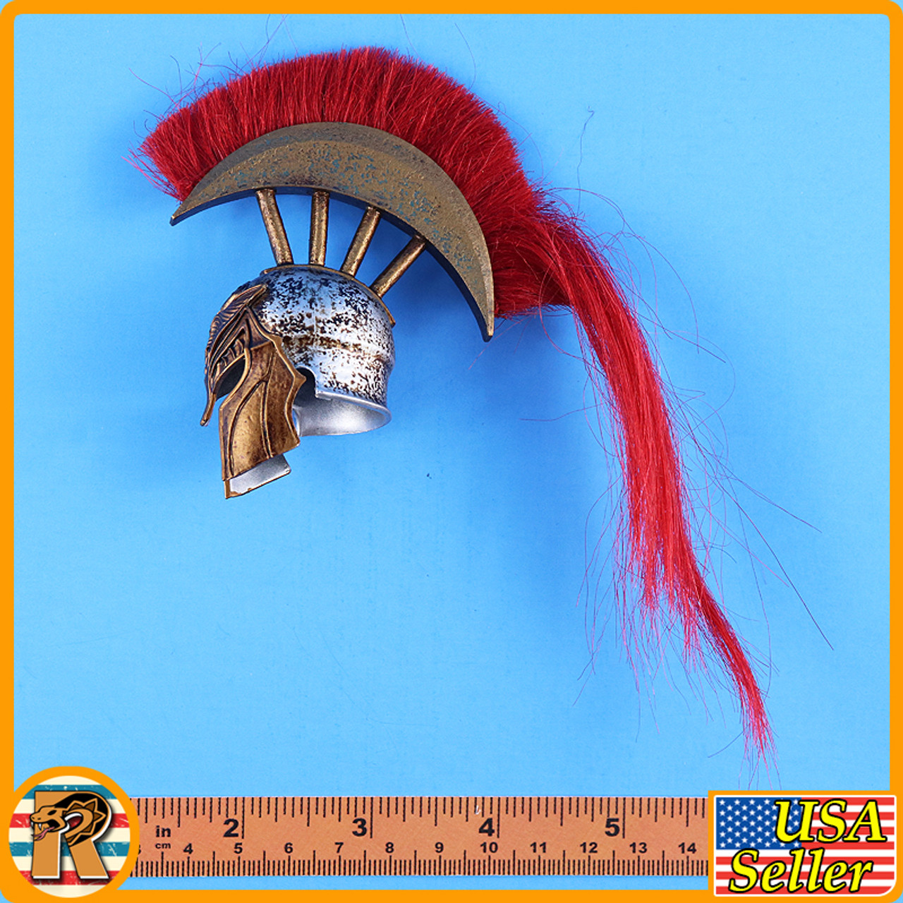 Spartan Commander Silver - Helmet w/ Red Plume - 1/6 Scale -