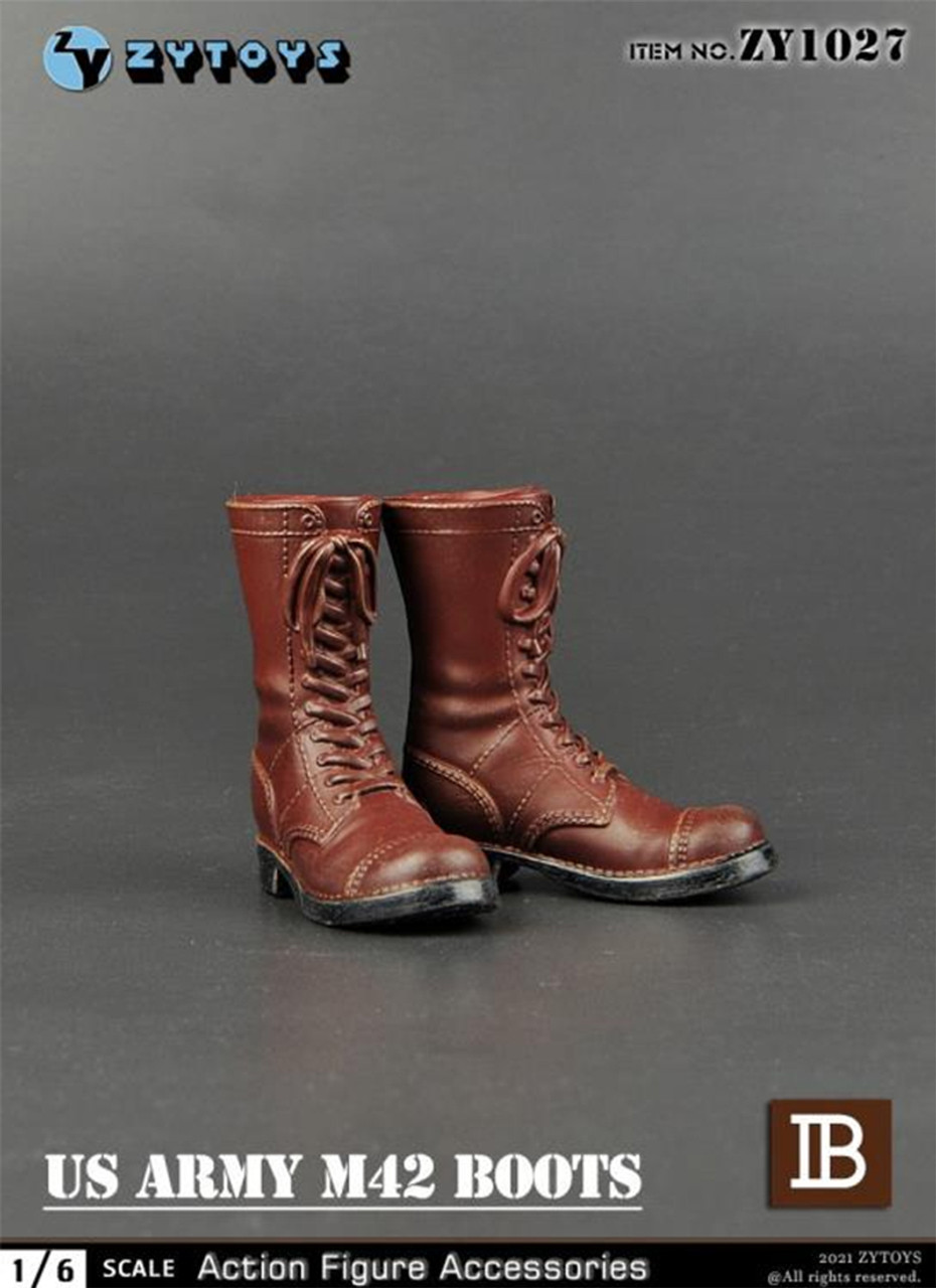 ZY WWII Boots - US M42 Brown (for Feet) #3 - 1/6 Scale -