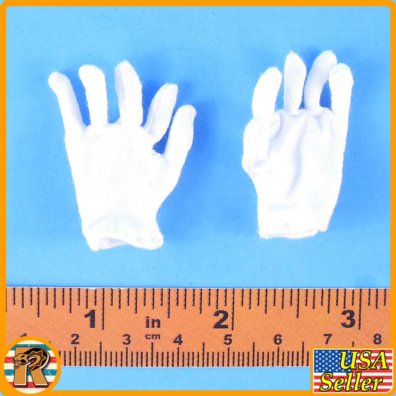 WWII 1944 Ronan-do - White Cloth Gloves - 1/6 Scale -