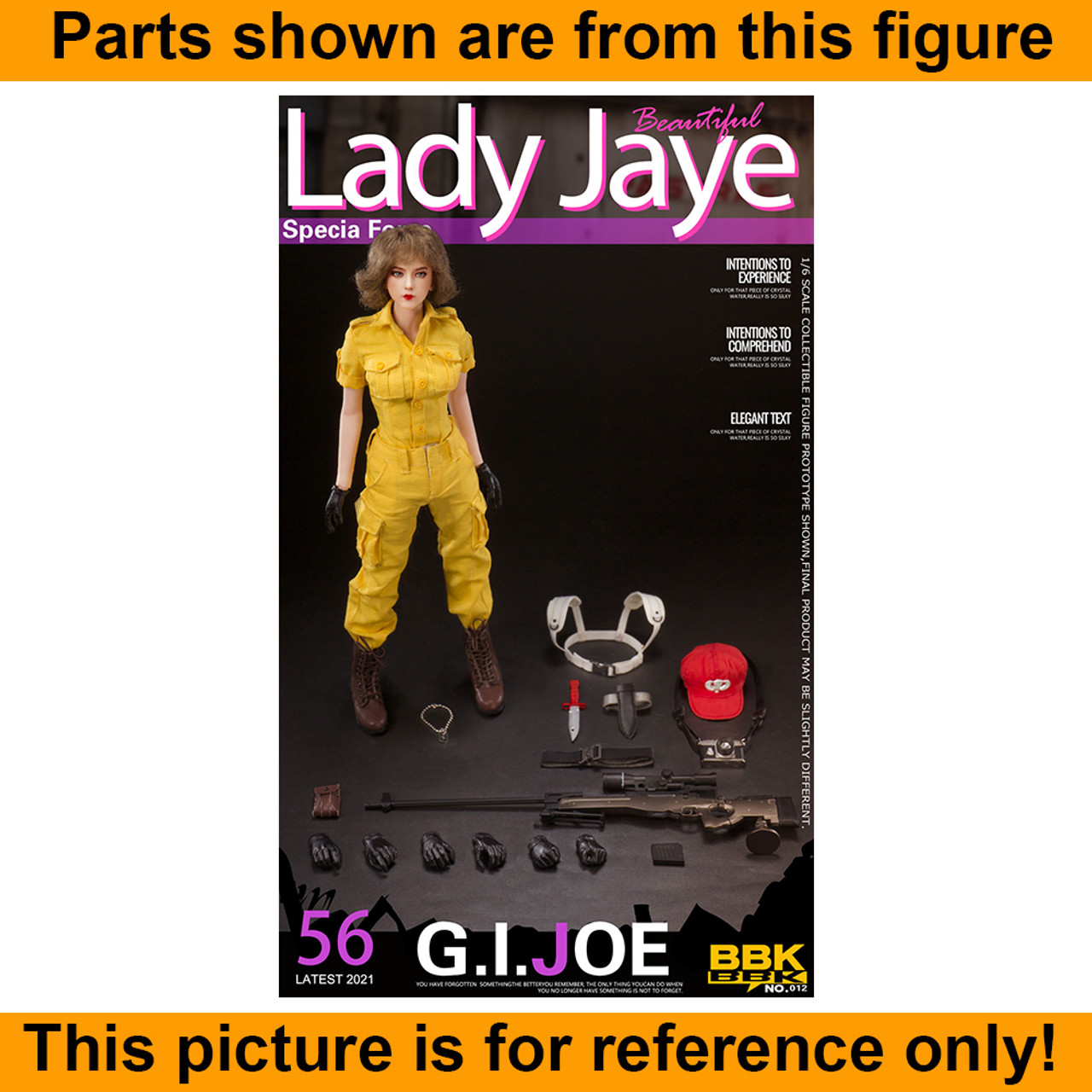 GI JOE Lady Jaye - Head w/ Rooted Hair - 1/6 Scale -