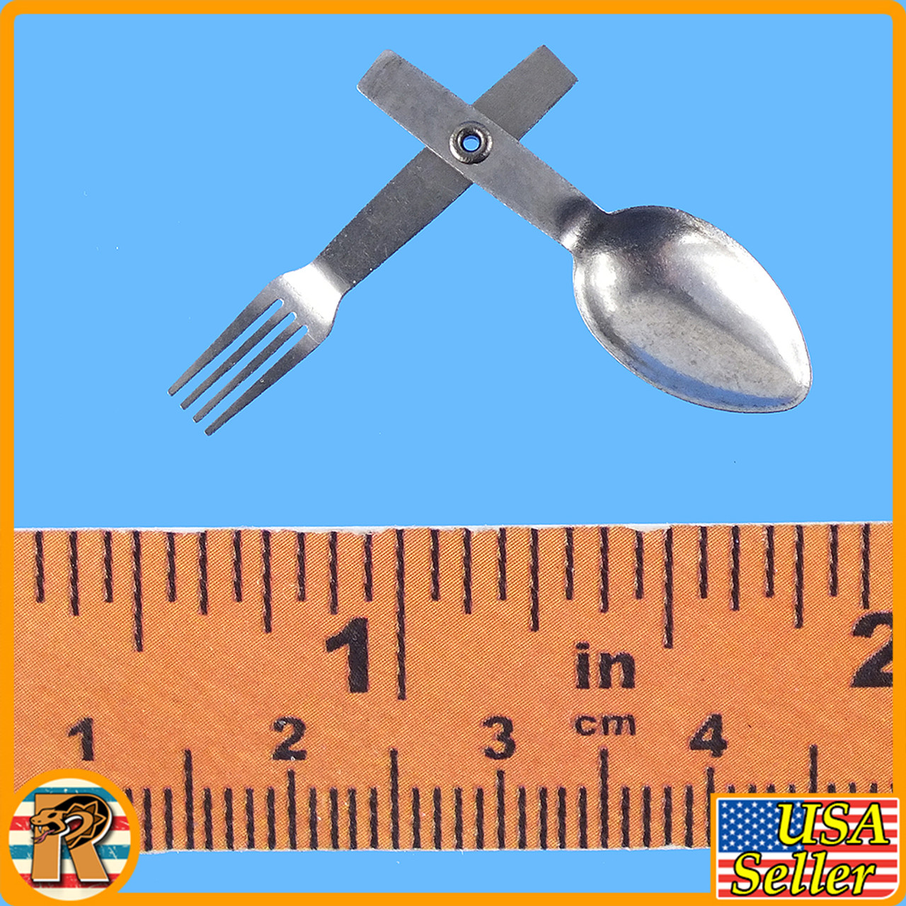 WWII Stove Diorama - Metal Spoon & Fork - 1/6 Scale -