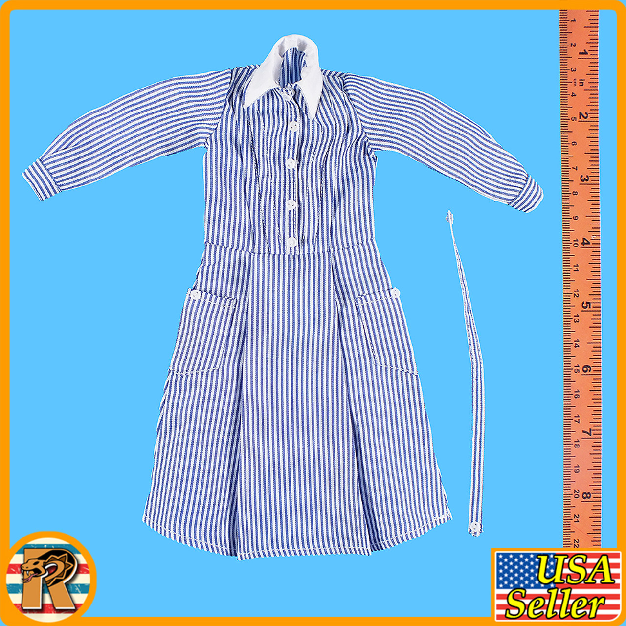 WWII German Nurse - Striped Dress #4 - 1/6 Scale -