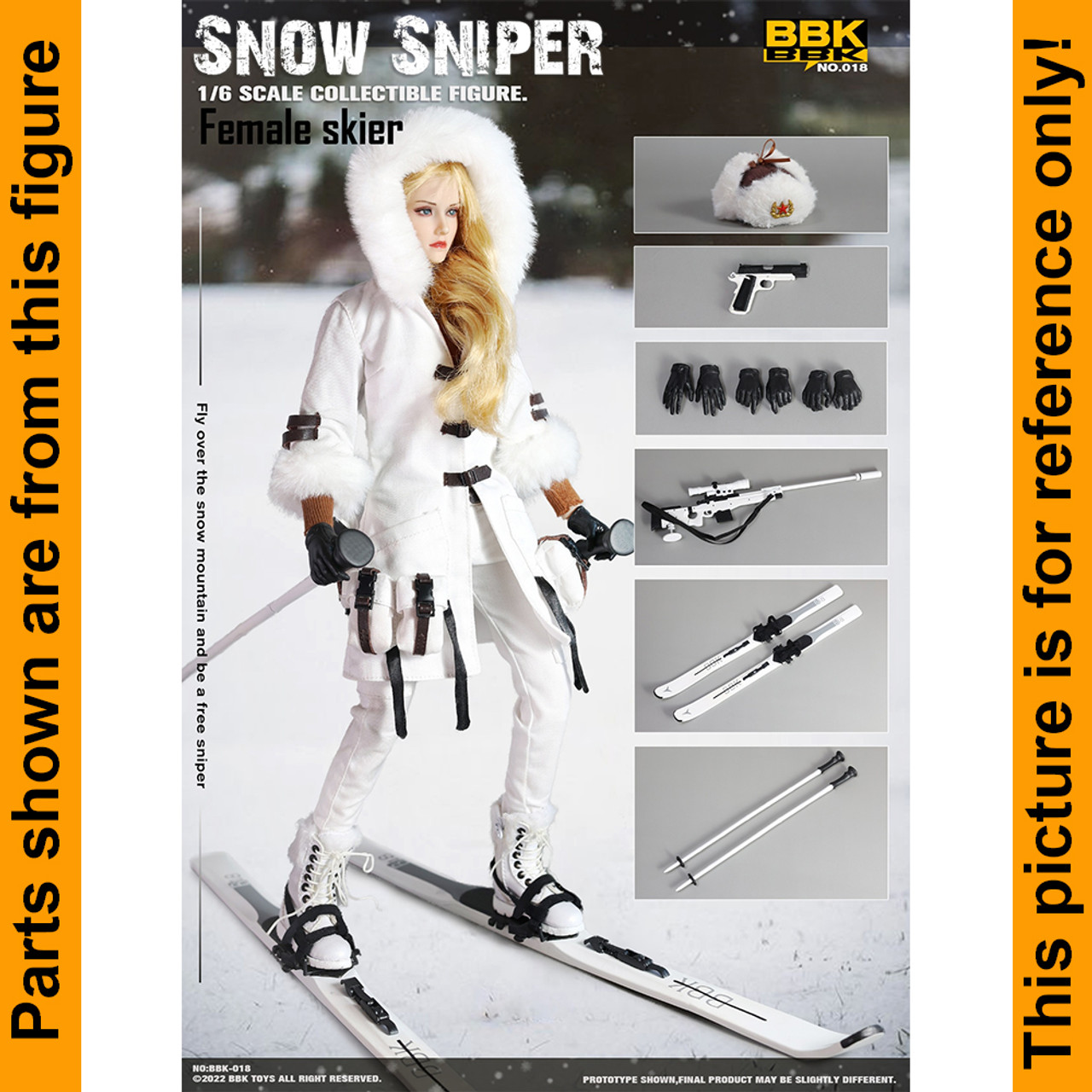 Female Snow Sniper - Skis & Pole Set - 1/6 Scale -