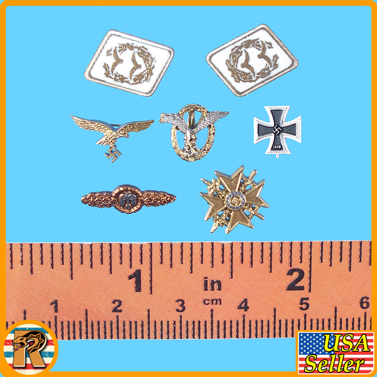 Galland Luftwaffe Pilot - Metal Badges Set - 1/6 Scale -