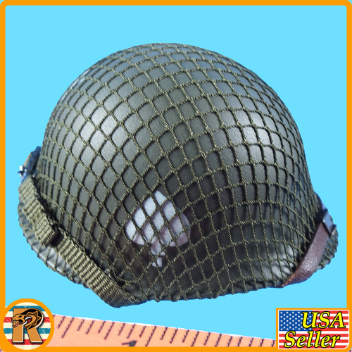 Lieutenant Buck Paratrooper - Helmet w/ Net & Camo #1 - 1/6 Scale Part Facepool
