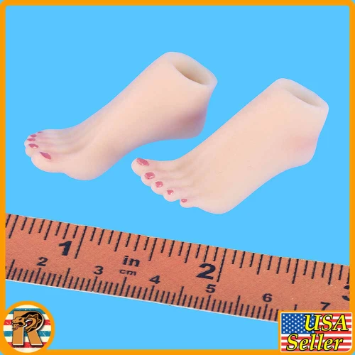 Pink Bunny Girl - Female Arched Feet (w/ Polish) #2 - 1/6 Scale Part - TBLeague