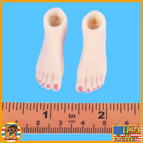 Pink Bunny Girl - Female Regular Feet w/ Polish #1 - 1/6 Scale Part - TBLeague