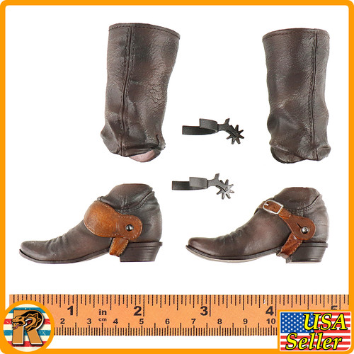 Red Death Wilderness Rider - Boots w/ Spurs (for Pegs) - 1/6 Scale -