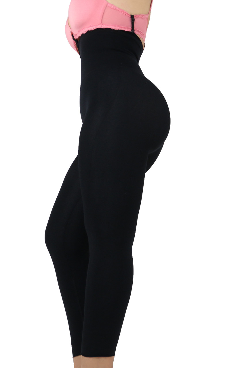 Spanx Black Double Layer Waistband Cropped Shaper Leggings Womens