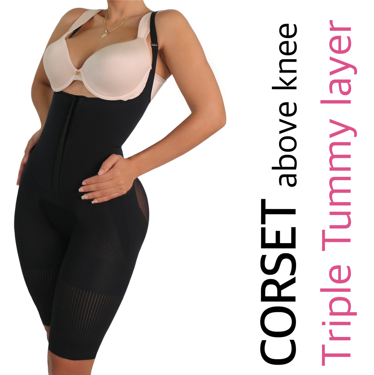 Thin strap Girdle with Lycra Buttock Covers - 1648