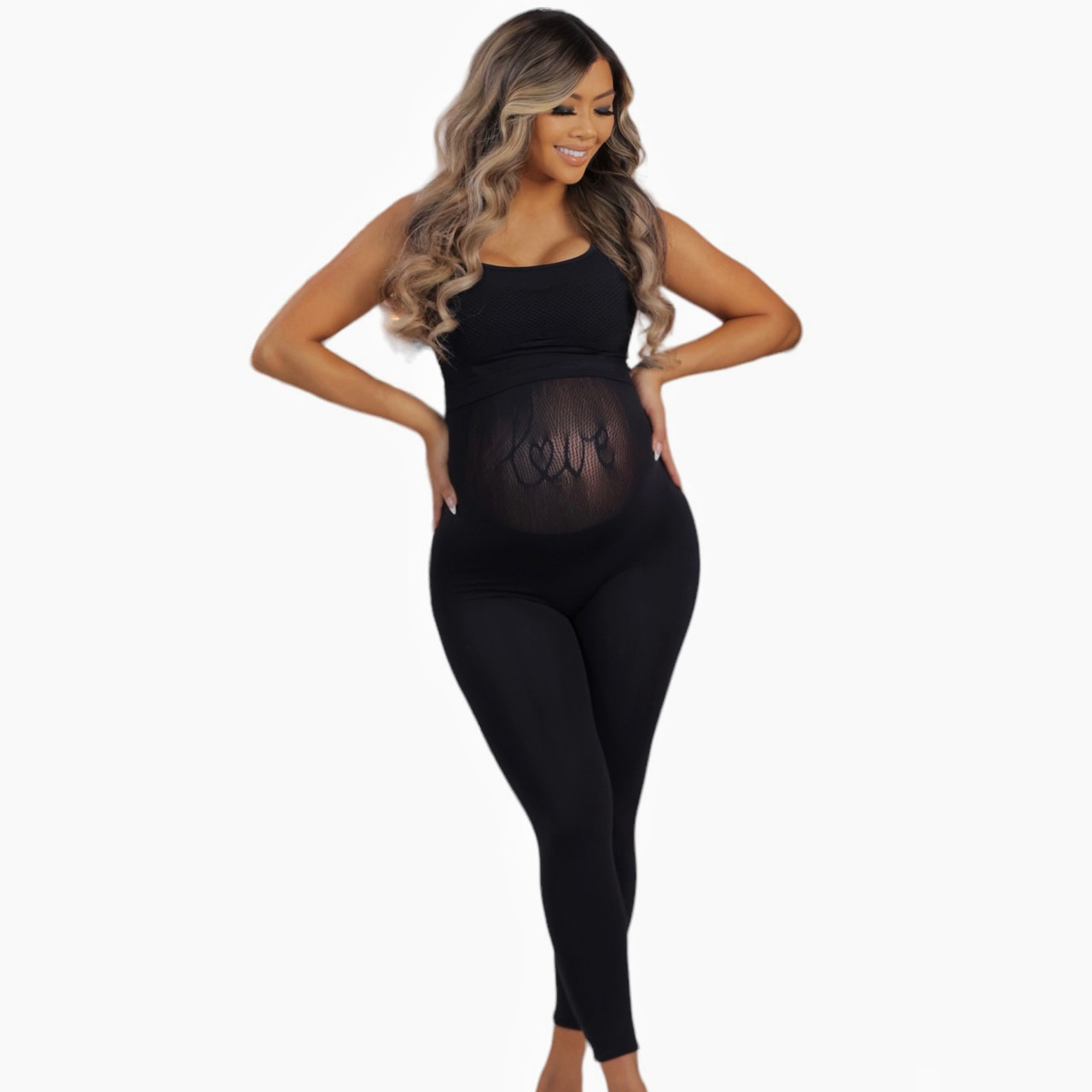 Plus Size Maternity Leggings Adjustable & Stretchable Garter Waist fits 2XL-4XL