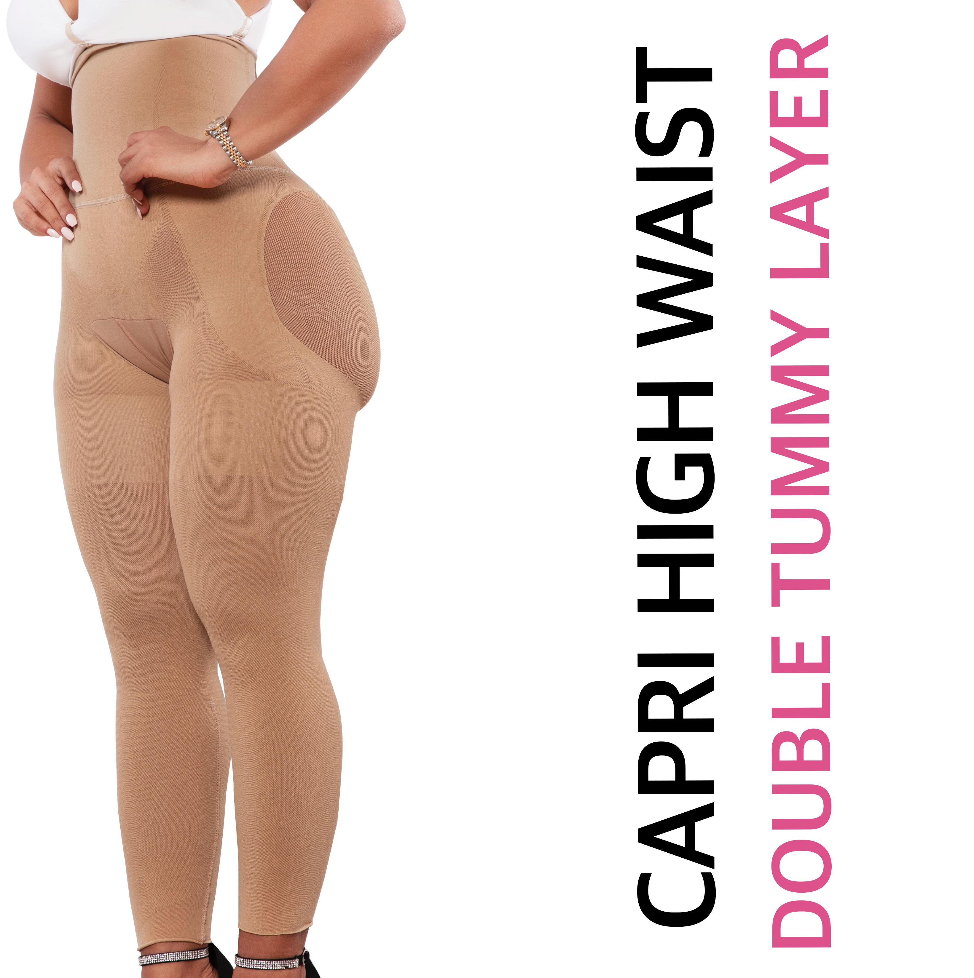 Capri Happy Butt No.7 - Double Layer Waistband Body Shaper Nude Capri Happy Butt No.7 - Double Layer Waistband Body Shaper Nude