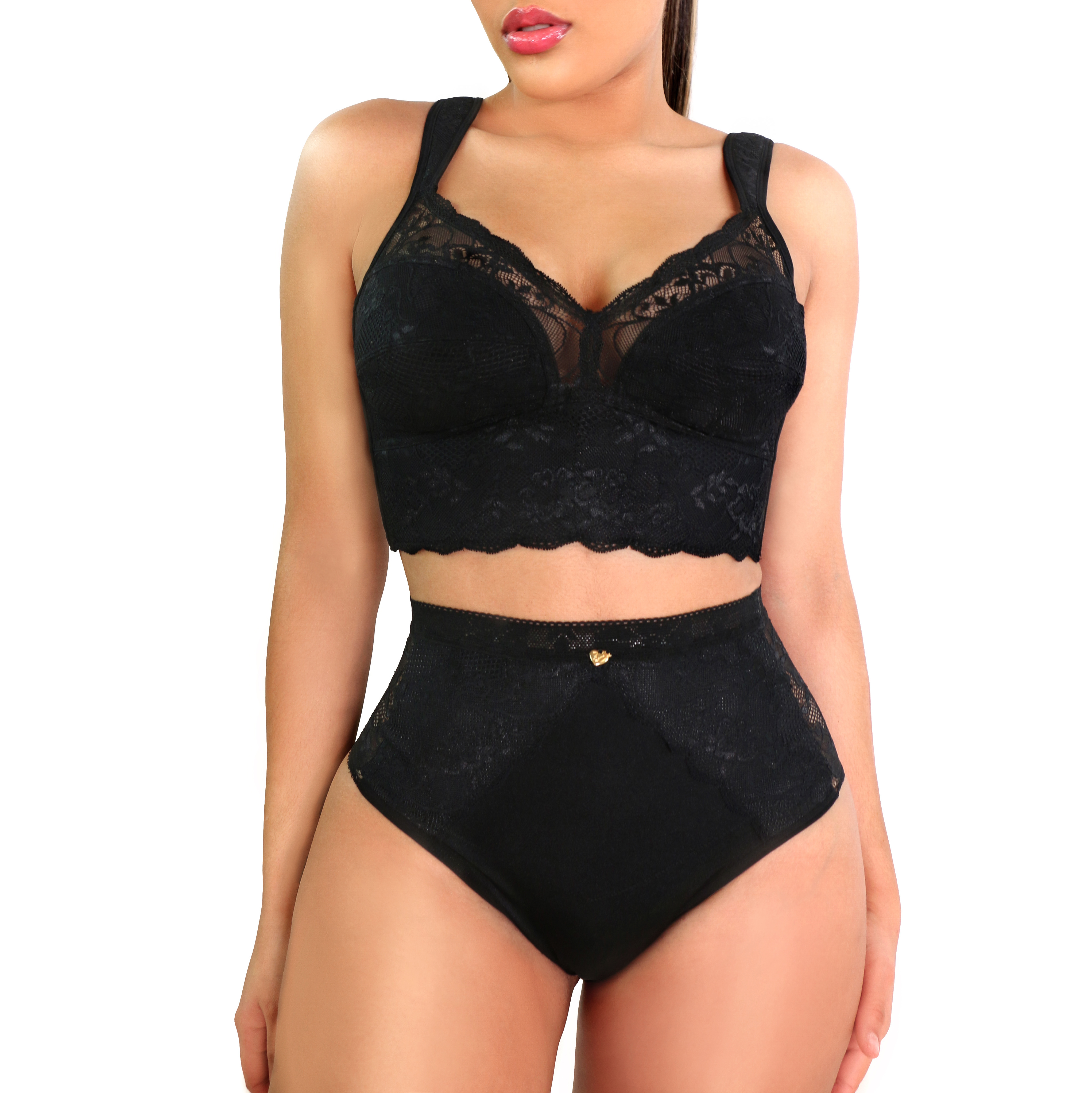 LACE MID WAIST PANTY DOUBLE TUMMY LAYER  
