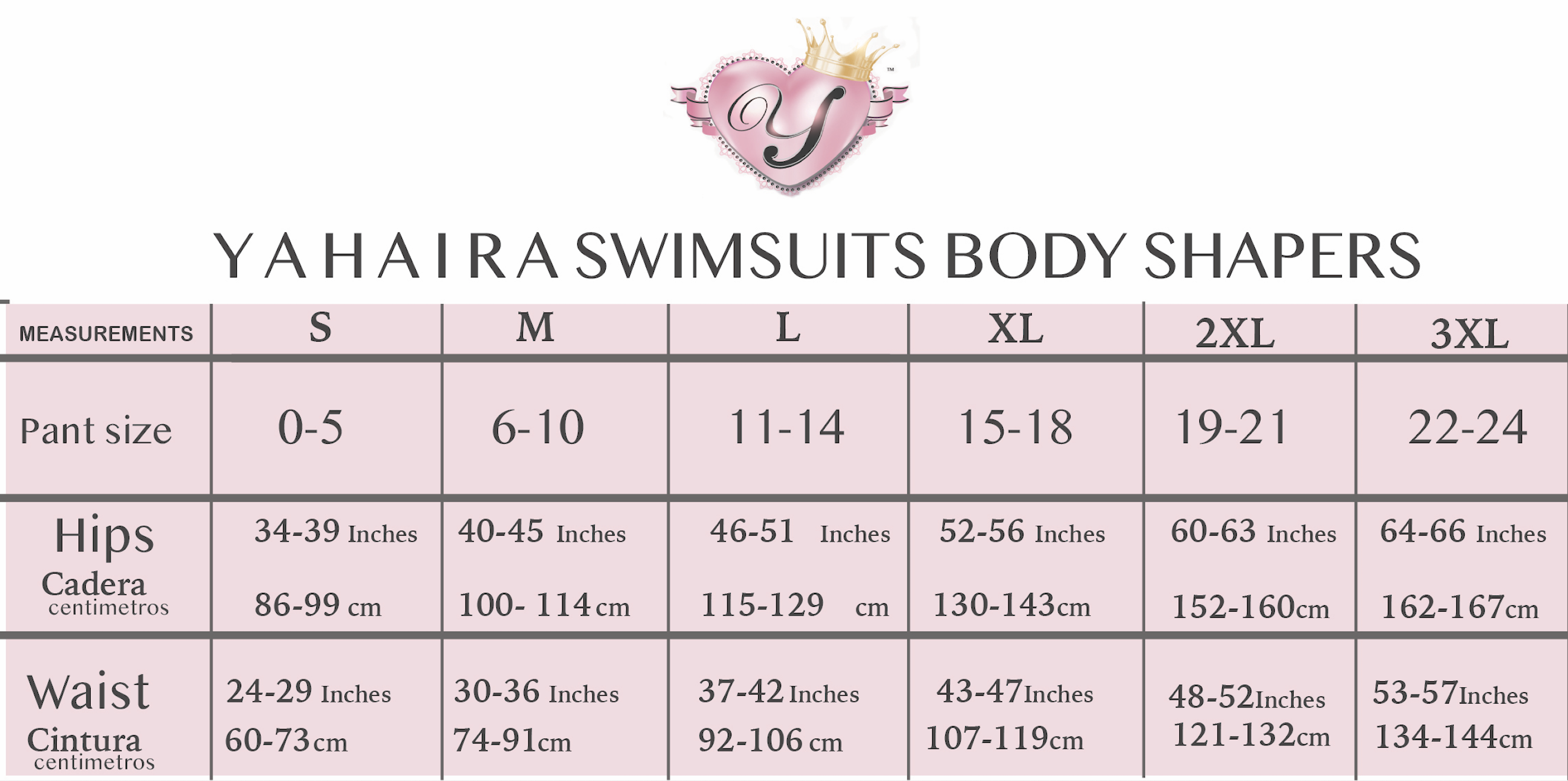 Kendall And Swim Size Chart