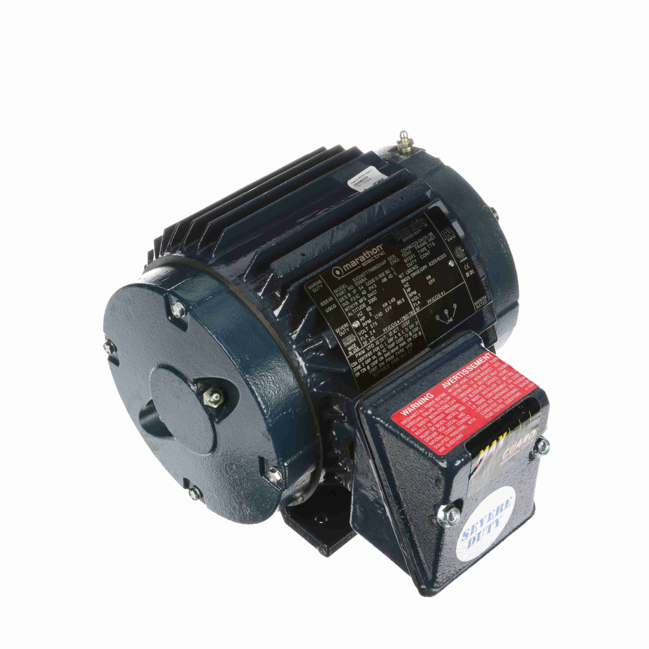 Marathon Electric E668A, 2 Hp, 1800 Rpm, 145T FR, 575 Vac, 3 PH, TENV, Rigid Base, Hazardous Duty, Severe Duty, XRI Efficiency, 145TTTN16632.