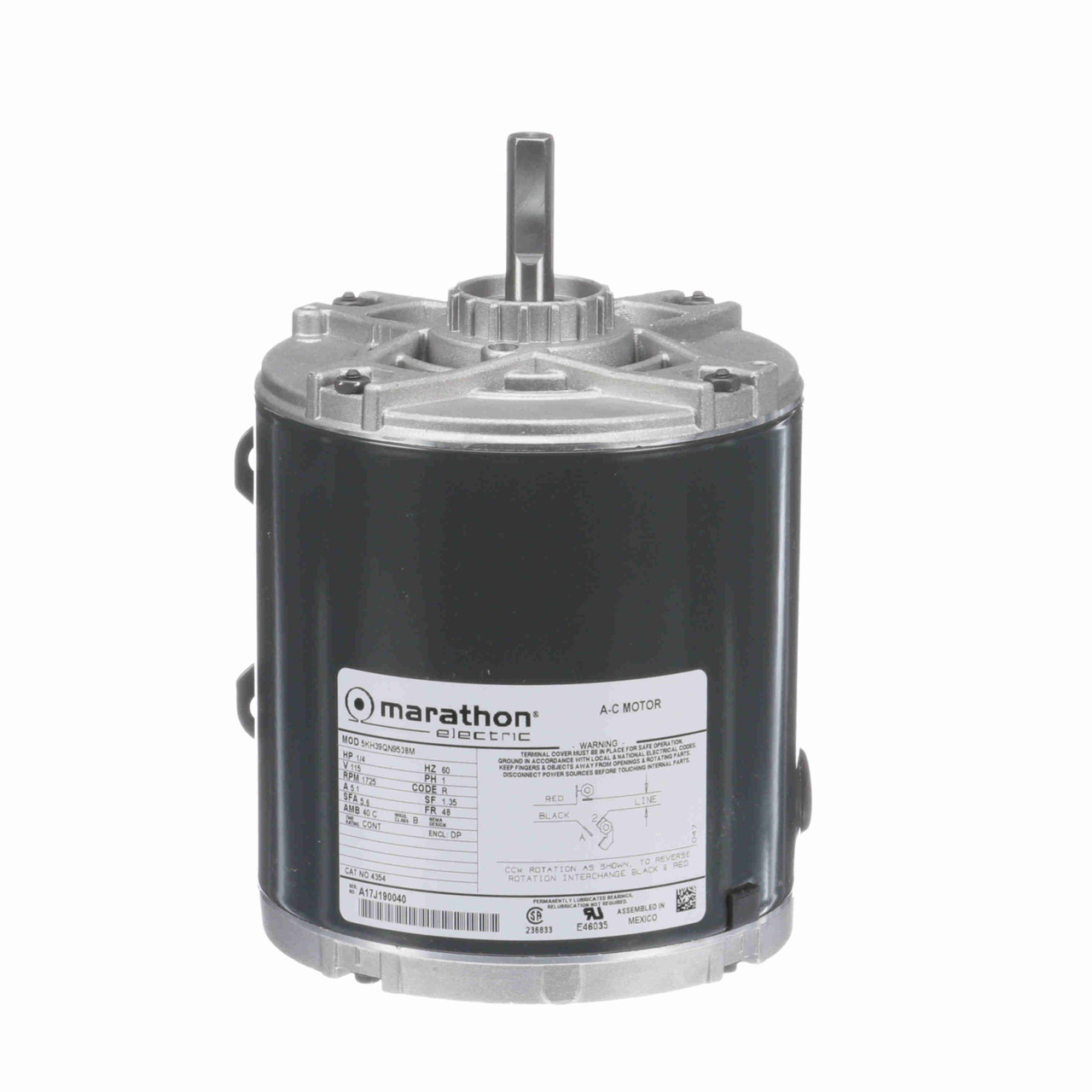 4354, 1/4 Hp, 1800 Rpm, 48 FR, 115 Vac, 1 PH, Dripproof, Rigid Base, General Purpose, 5KH39QN9538