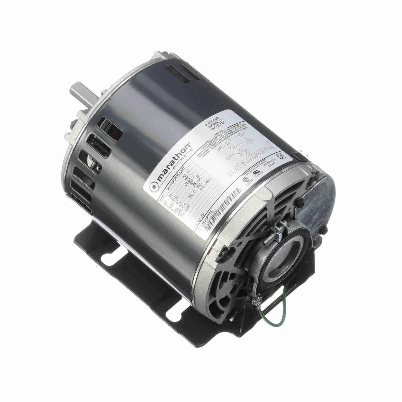 4701, 1/4 Hp, 1725 Rpm, 48Y FR, 115 V, Split PH, Dripproof, Resilient Base, Fan and Blower, HVAC, Auto Overload, 5KH39QN5512T.