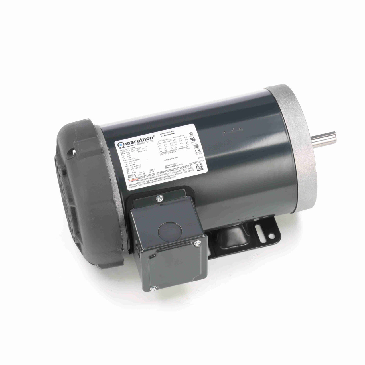 G583A, 1 Hp, 1800 Rpm, 56HC FR, 230/460 Vac, 3 PH TEFC, C-Face Footed,