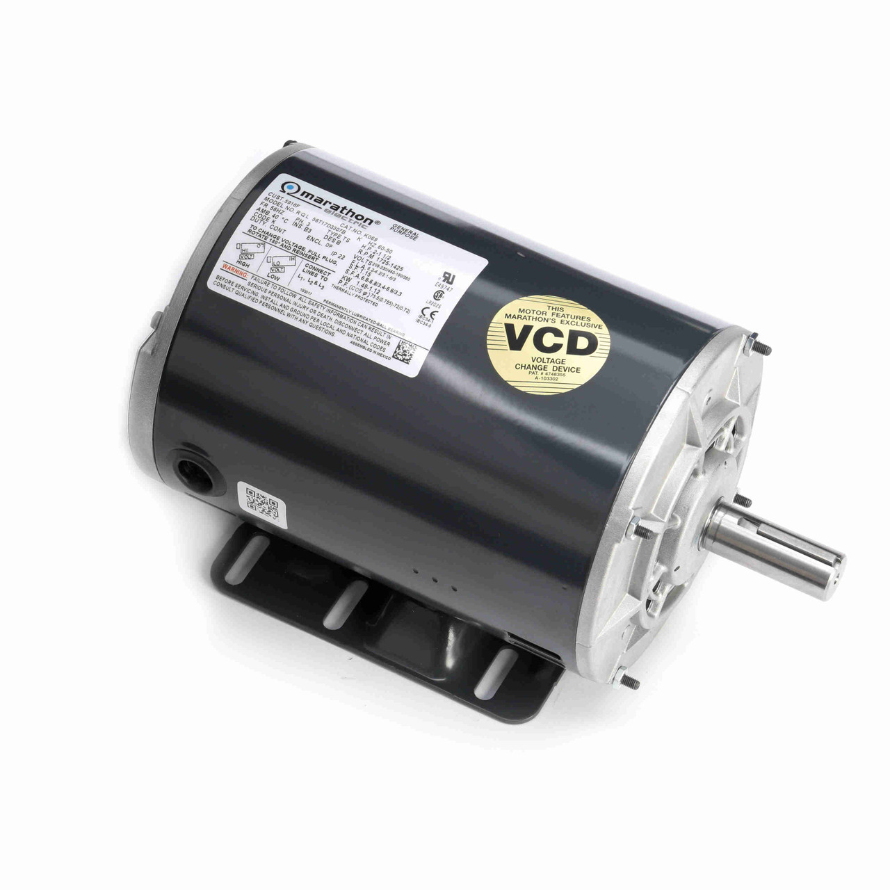 K069, 2 Hp, 1800 Rpm, 56HZ FR, 208-230/460 Vac, 3 PH, Dripproof