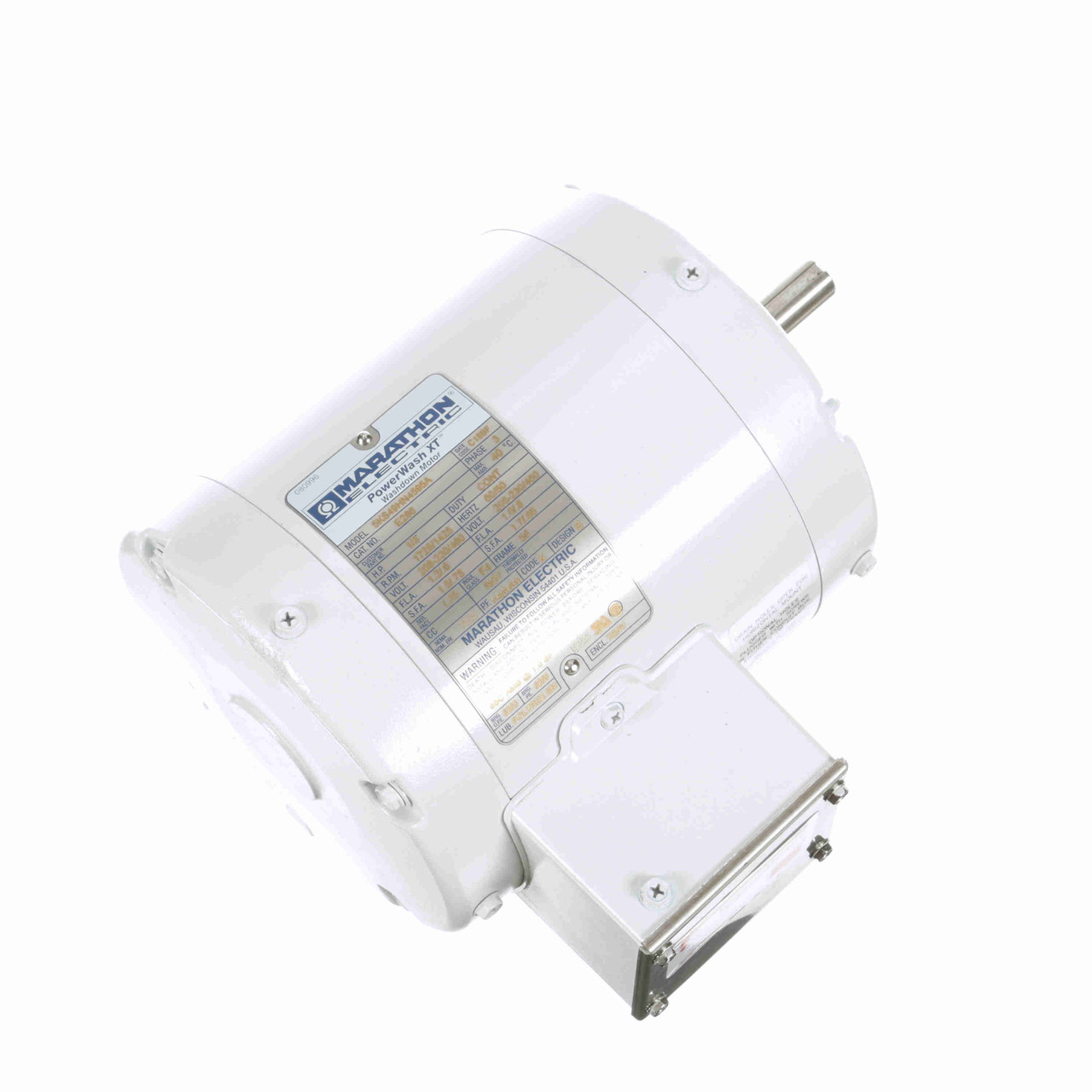 Marathon Electric E286, 1/3 Hp, 1800 Rpm, 56FR, 208-230/460 Vac, 3 PH, Totally Enclosed, Rigid Base, White Epoxy Washdown Duty, 5KS49HN4595.