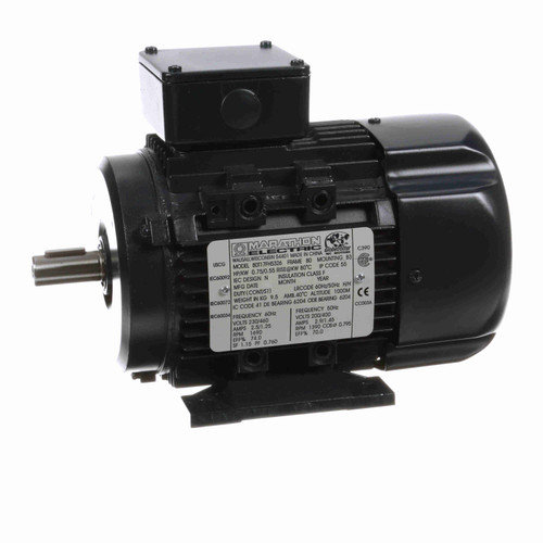 R310, 3/4-.55 Hp, 1800 Rpm, 80 FR, 230/460 Vac, 3 PH, TEFC, Rigid Base, B3 Mount, Globetrotter IEC Frame Motor, 80T17FH5326.