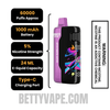 Grape Bubblegum Dinner Lady Galax 60K Disposable Vape Specifications