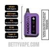 Grape Koolaid Kado Bar Rizz 25000 Disposable Vape Specifications