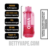 Sour Strawberry VIHO Shadow 75K Disposable Vape Pod Specifications