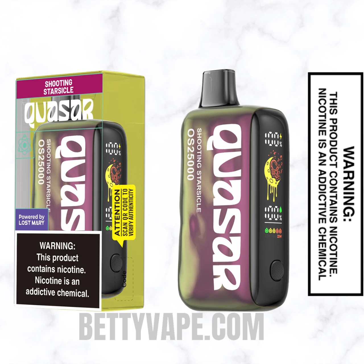 Shooting Starsicle  Lost Mary Quasar OS25000 Diposable Vape with package box
