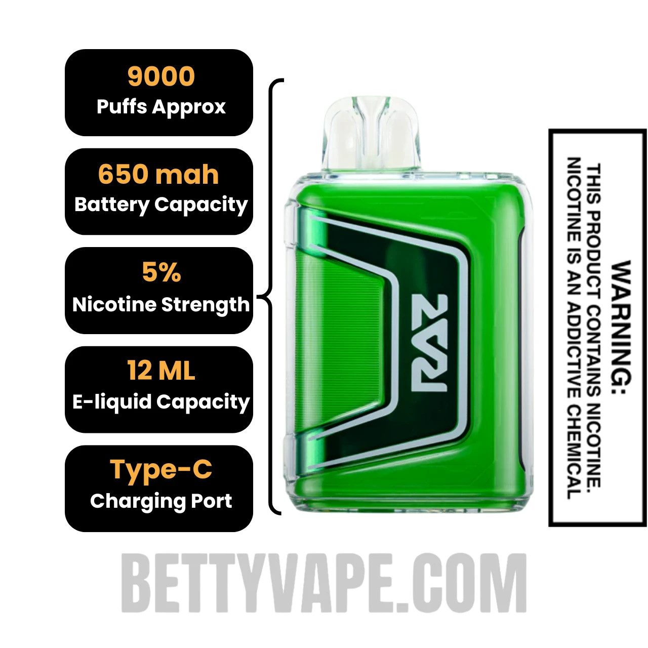 Cactus Jack RAZ TN9000 Disposable Vape Specifications