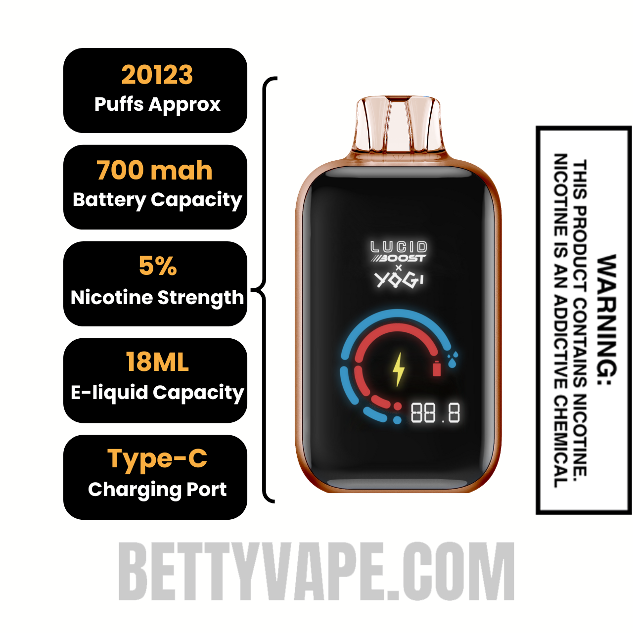 Java Granola Lucid Boost X Yogi 20123 Disposable Vape Specifications