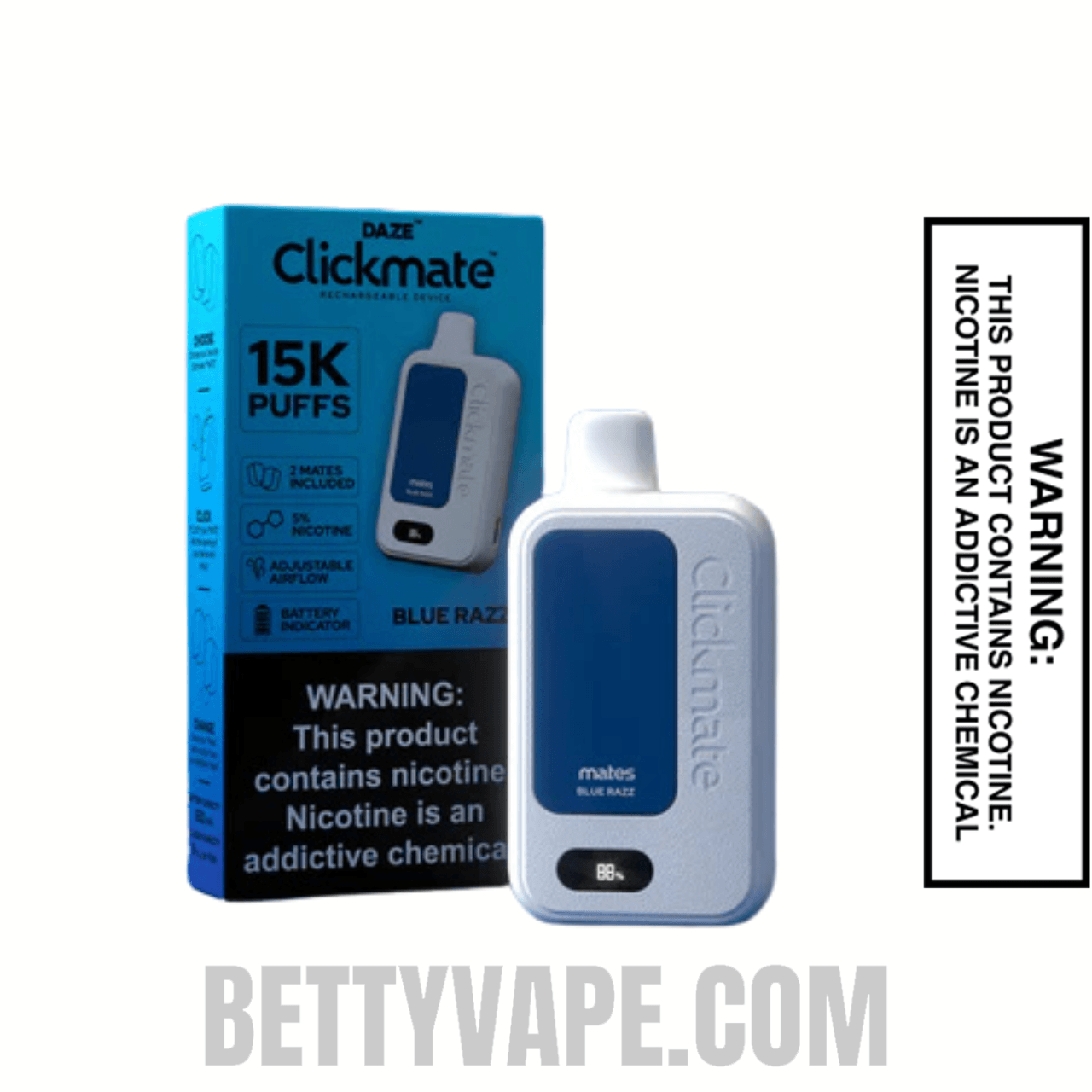 Blue Razz 7 Daze Clickmate Vape 15000 Puffs with Package Box