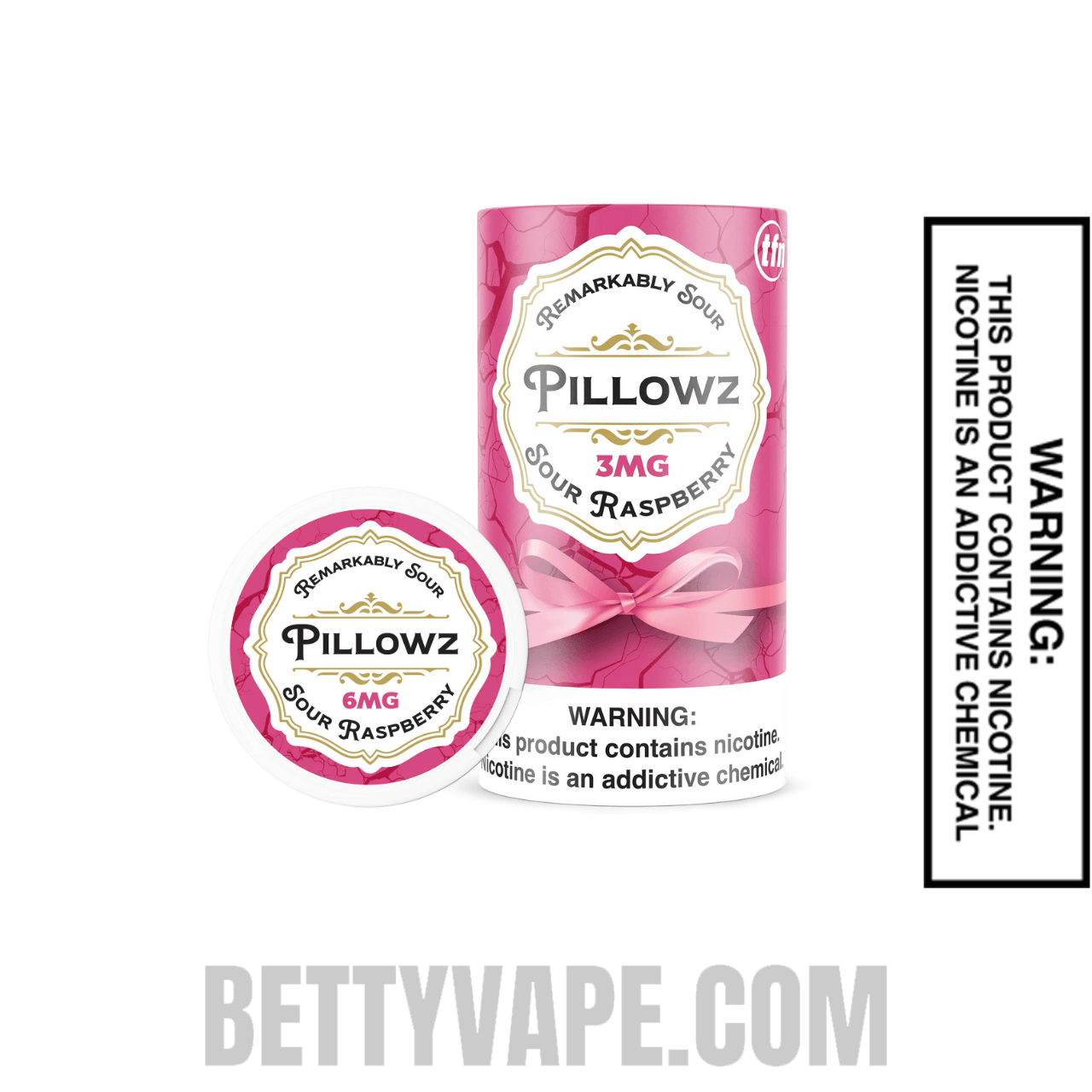 Sour Raspberry Pillowz Nicotine Pouches 6 mg With Package Box