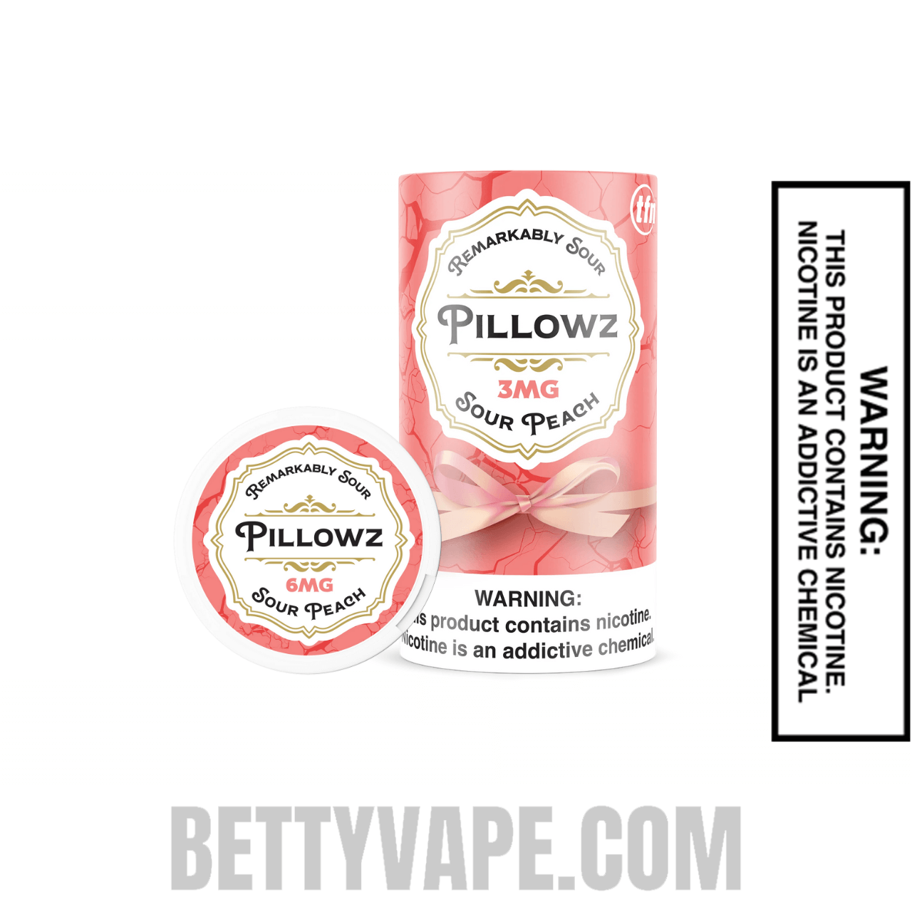 Sour Peach Pillowz Nicotine Pouches 6 mg With Package Box