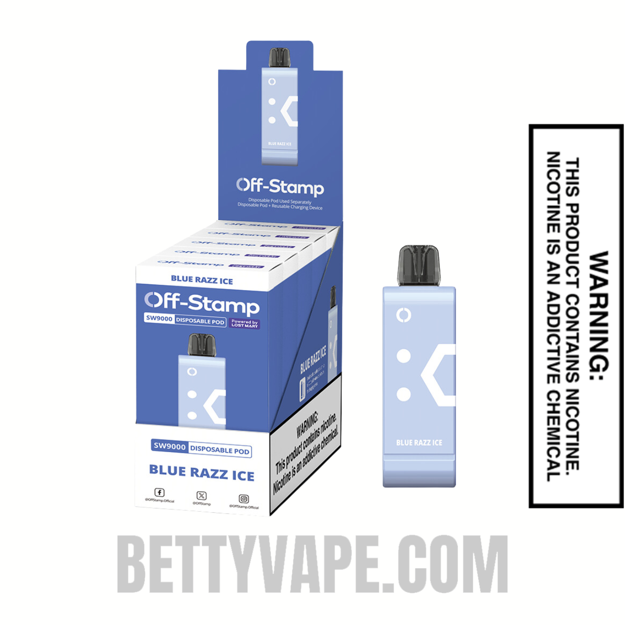 Blue Razz Ice Off Stamp SW9000 Disposable Pod With Bundle Pack