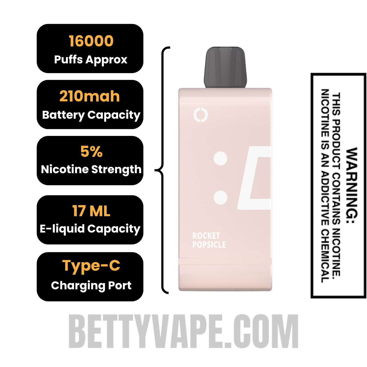 Rocket Pop Off Stamp SW16000 Disposable Pod Specifications