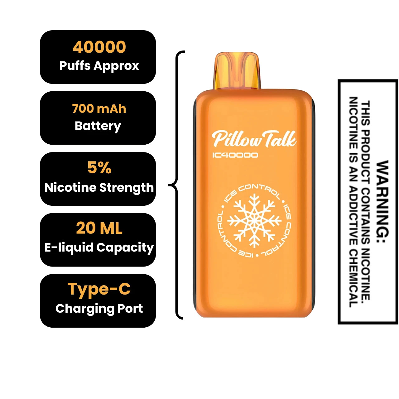 Strawberry Mango Pillow Talk IC40000 Disposable Vape Specifications