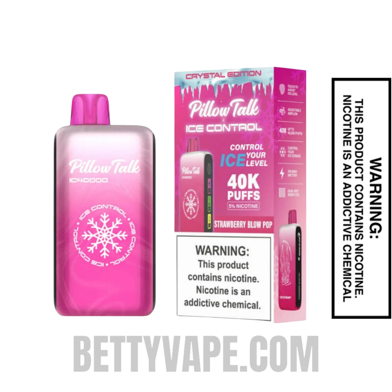 Strawberry Blow Pop Pillow Talk IC40000 Crystal Edition with Vape Box