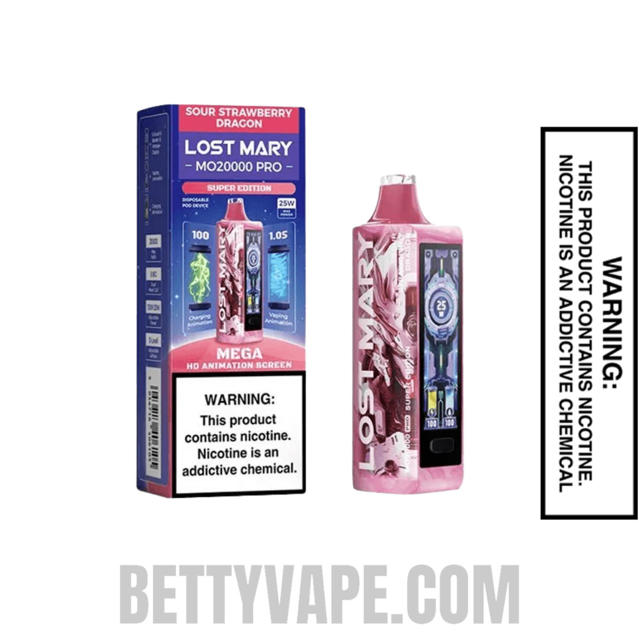 Sour Strawberry Dragon Lost Mary MO20000 Pro Super Edition Vape With Package Box