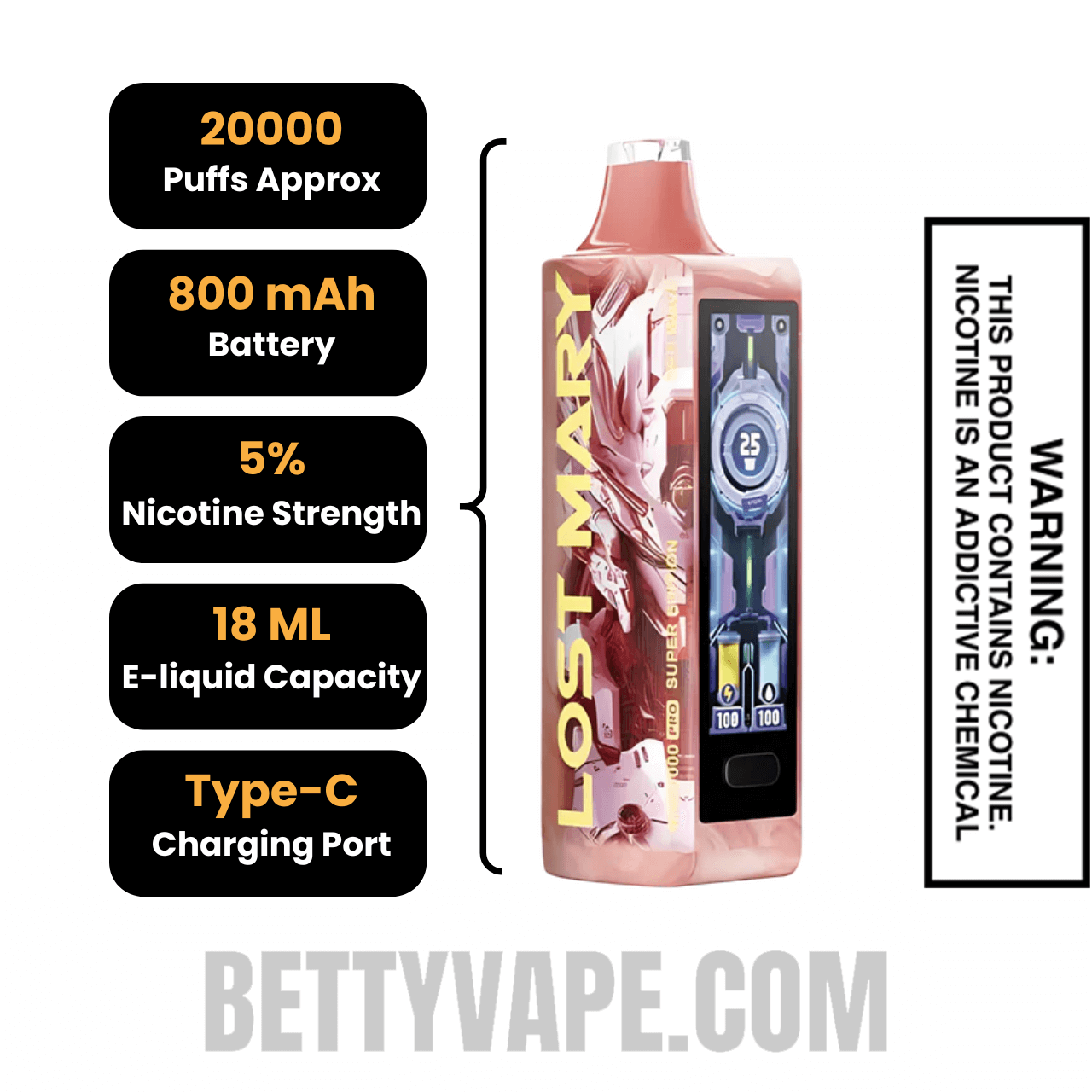 Red Wave Lost Mary MO20000 Pro Super Edition Vape Specifications