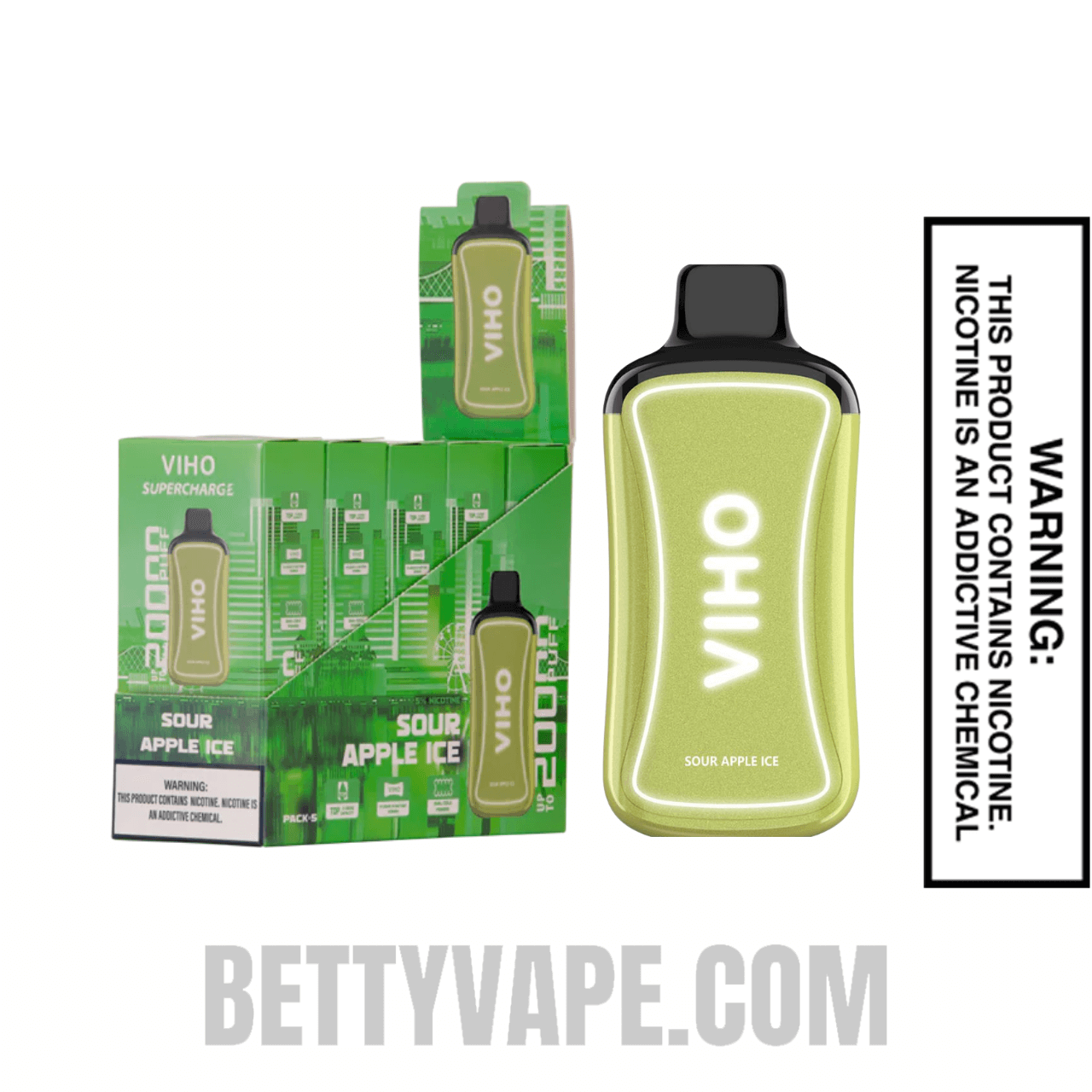 Sour Apple Ice VIHO Supercharge Zero nicotine Disposable Vape With Bundle Pack