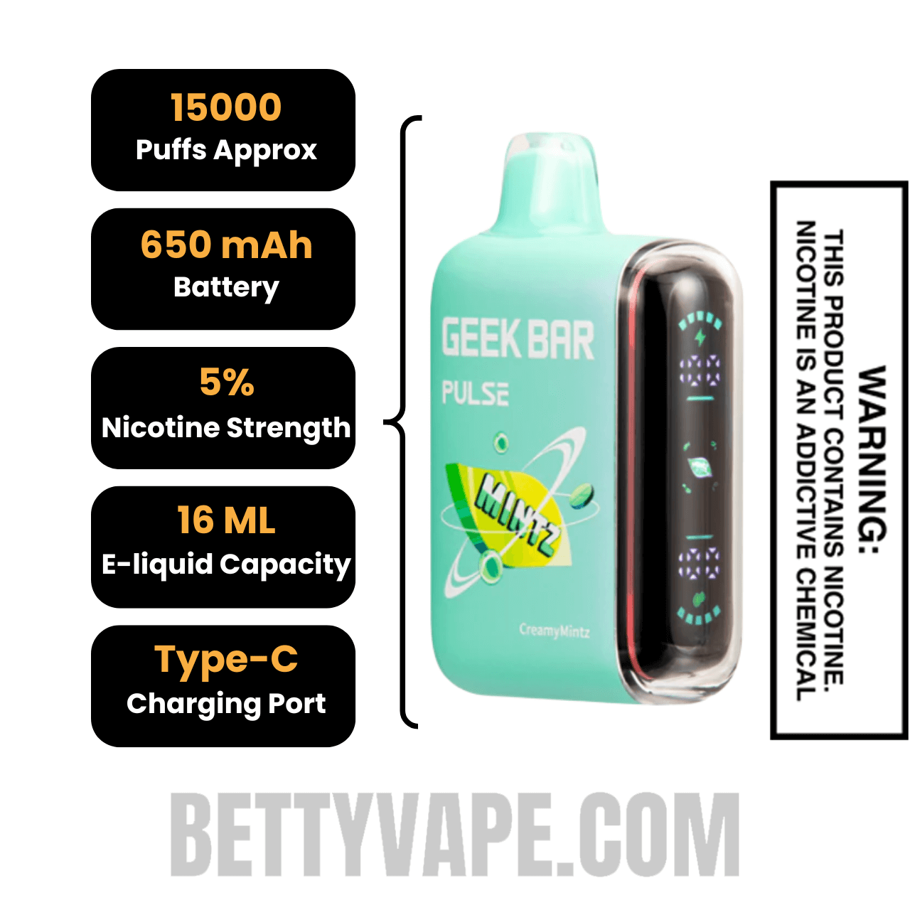 Creamymintz Geek Bar Pulse Pulse Vape Specifications