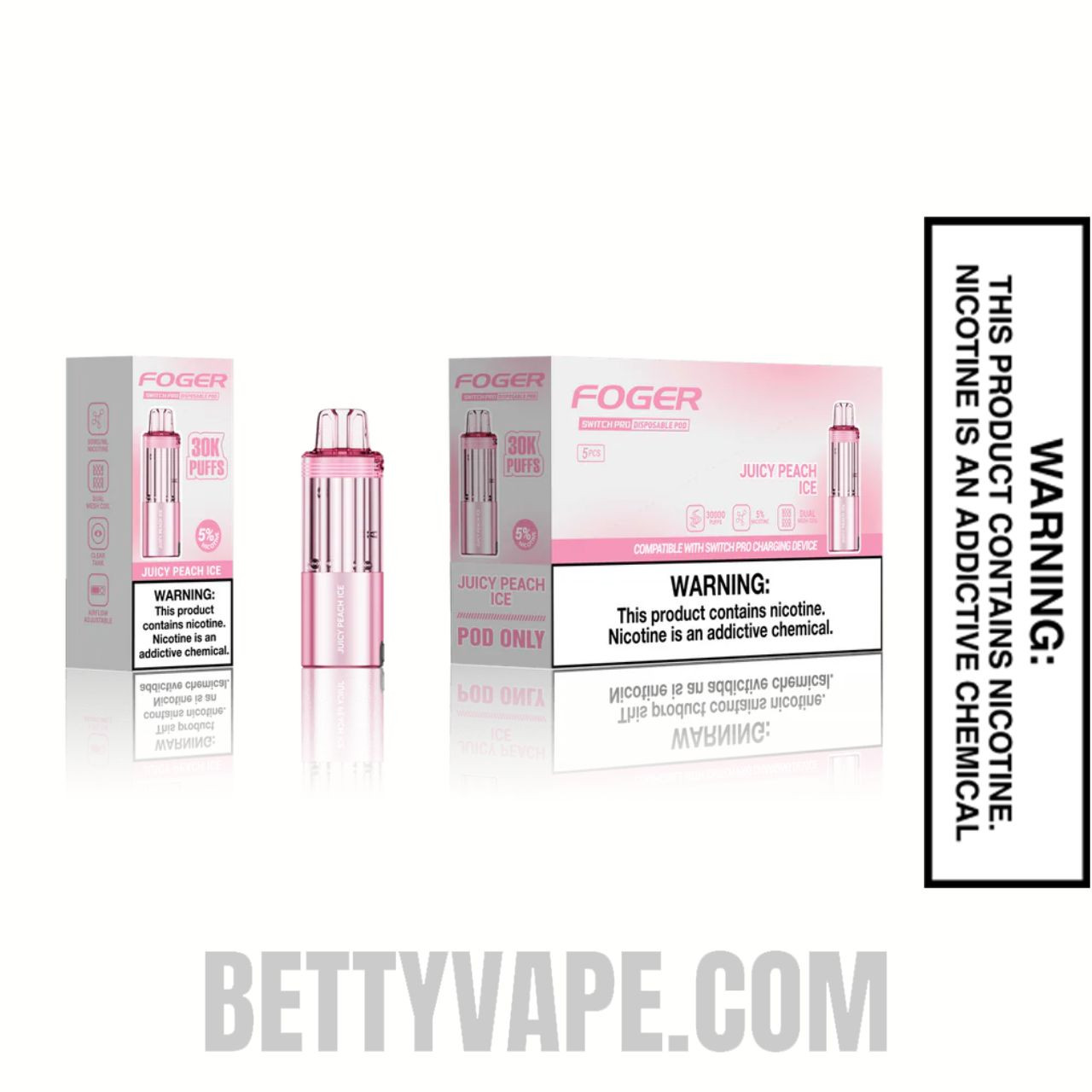 Juicy Peach Ice Foger Switch Pro Disposable Vape with Bundle box