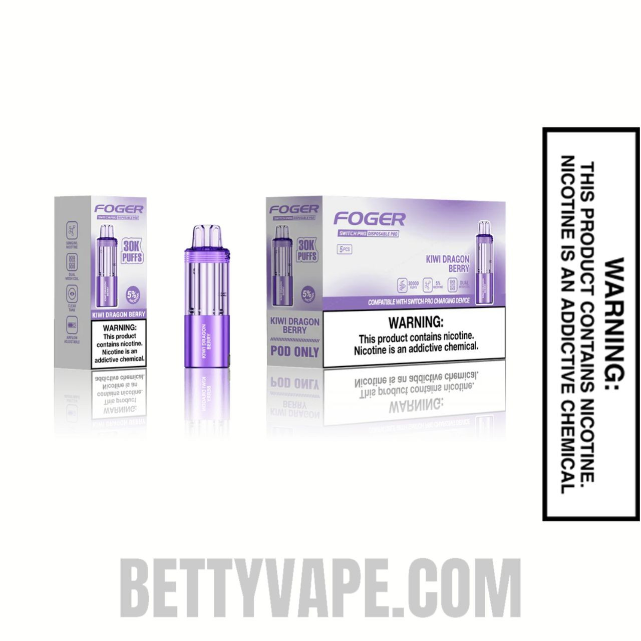 Kiwi Dragon Berry Foger Switch Pro Disposable Vape with Bundle box